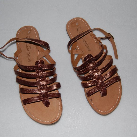 NWOB CL by Laundry Flat Leather Sandal Calli Shoes, Size 8 - Picture 4 of 5